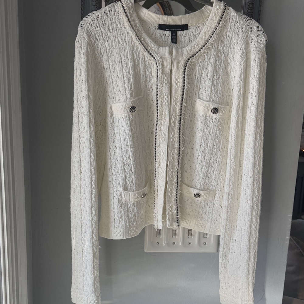 White House Black Market White Sweater Cardigan